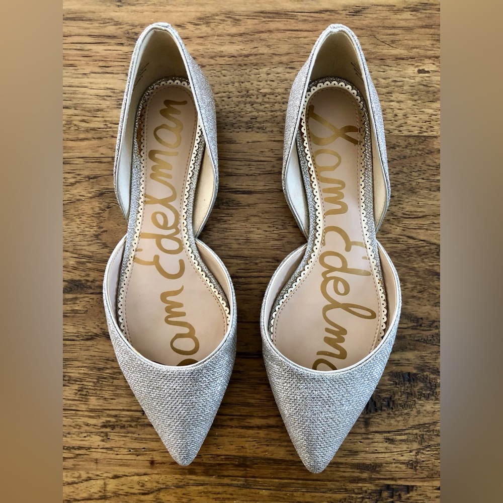 Sam Edelman Rodney D’Orsay Silver Glitter Flats 8
